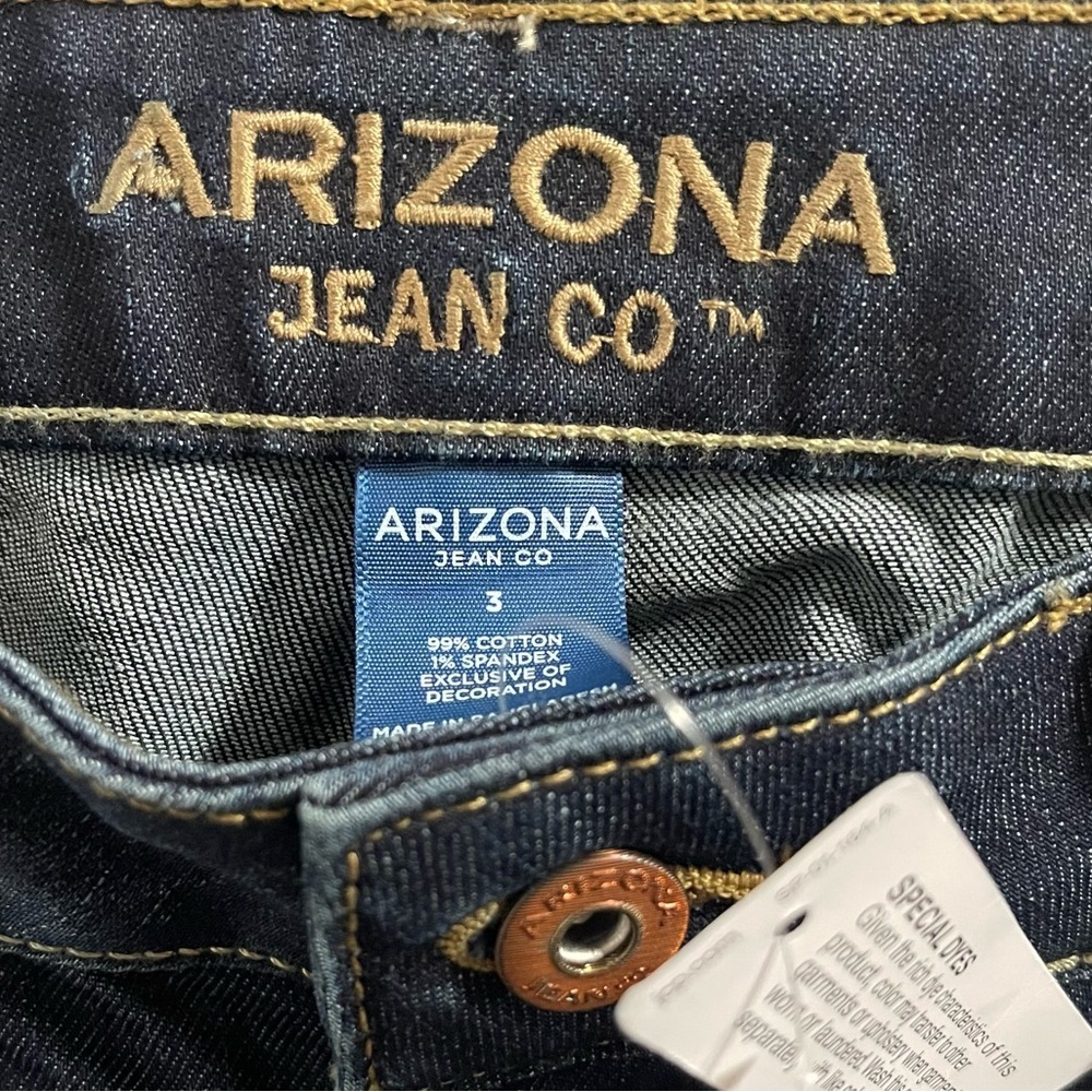 Arizona Jean Company Dark Denim Shorts Juniors 3 - Picture 3 of 6
